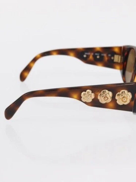 CHANEL Sunglasses plastic Brown CC Auth bs32160